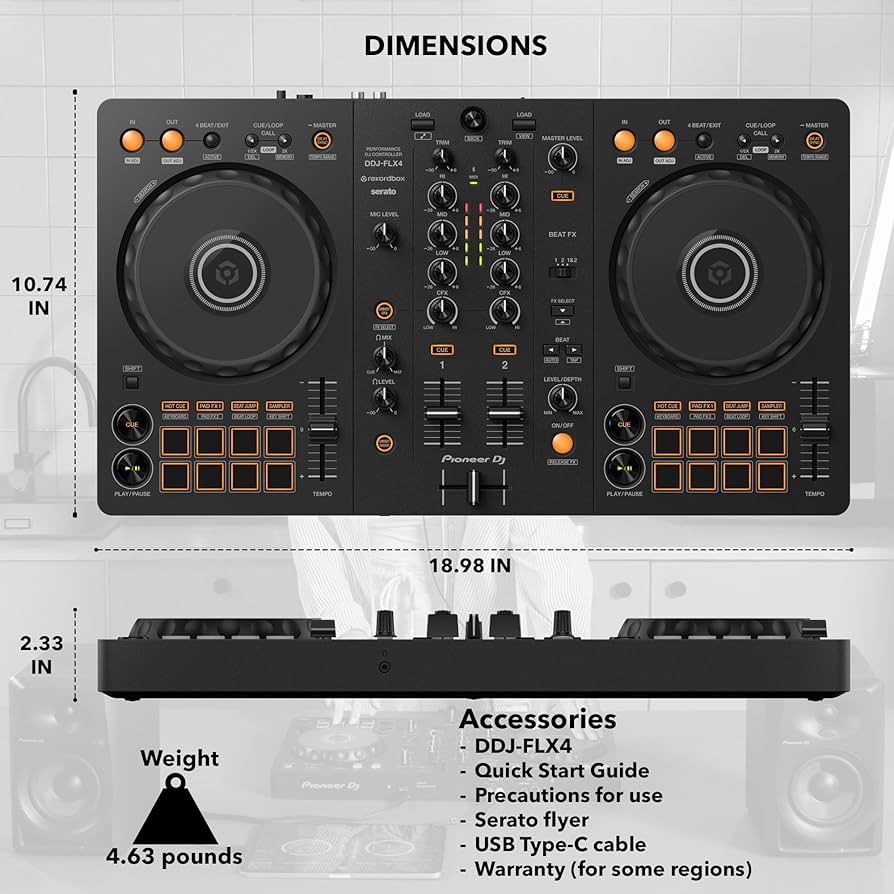 DJ機材 Pioneer DJ DDJ-FLX4 & one audio pro Pioneer DDJ-FLX4 DJ Controller — DJ TechTools